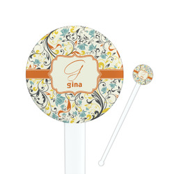 Swirly Floral Round Plastic Stir Sticks (Personalized)