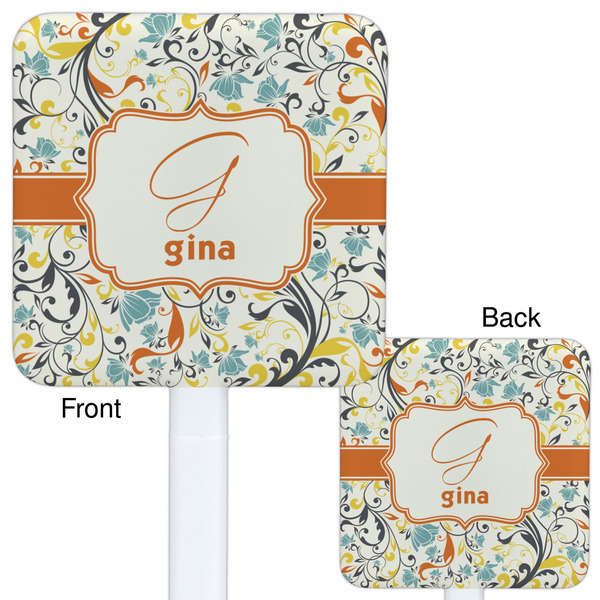 Swirly Floral White Plastic Stir Stick - Double Sided - Approval