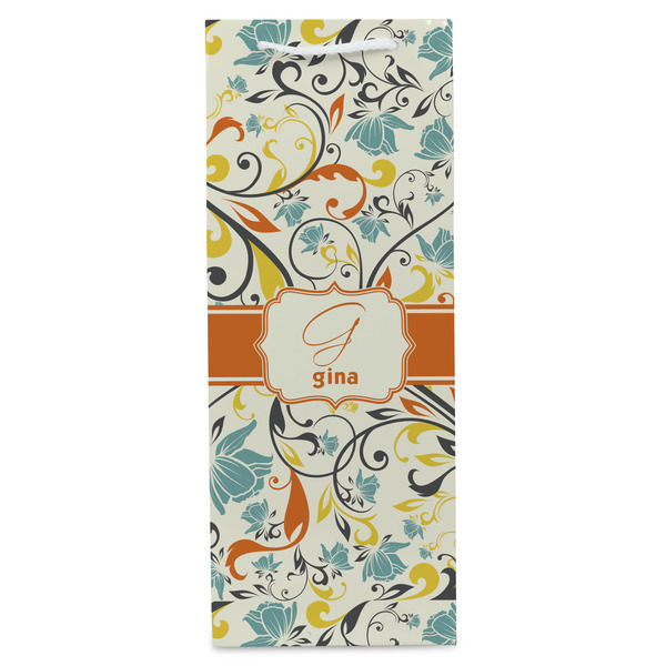 Swirly Floral Wine Gift Bag - Gloss - Front