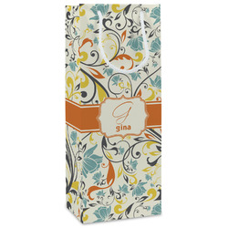 Swirly Floral Wine Gift Bags - Matte (Personalized)