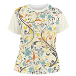 Swirly Floral Women's Crew T-Shirt - Medium