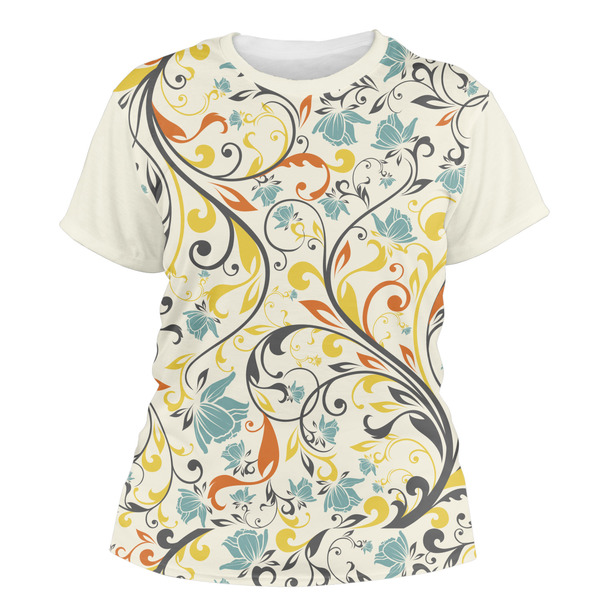 Custom Swirly Floral Women's Crew T-Shirt - Large