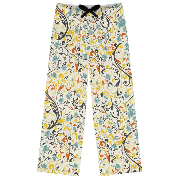 Custom Swirly Floral Womens Pajama Pants - XL