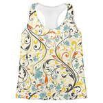 Swirly Floral Womens Racerback Tank Top - Large