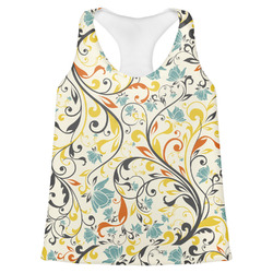 Swirly Floral Womens Racerback Tank Top - 2X Large