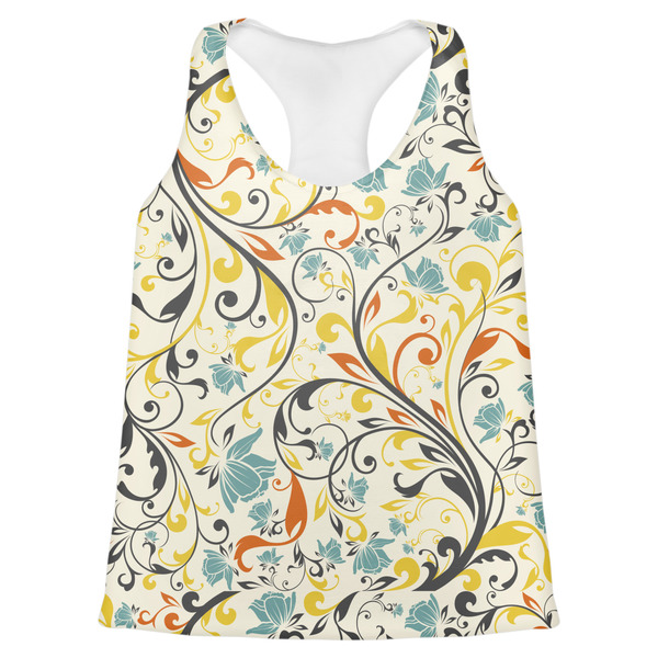 Custom Swirly Floral Womens Racerback Tank Top - Small