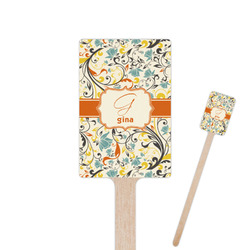 Swirly Floral 6.25" Rectangle Wooden Stir Sticks - Double Sided (Personalized)