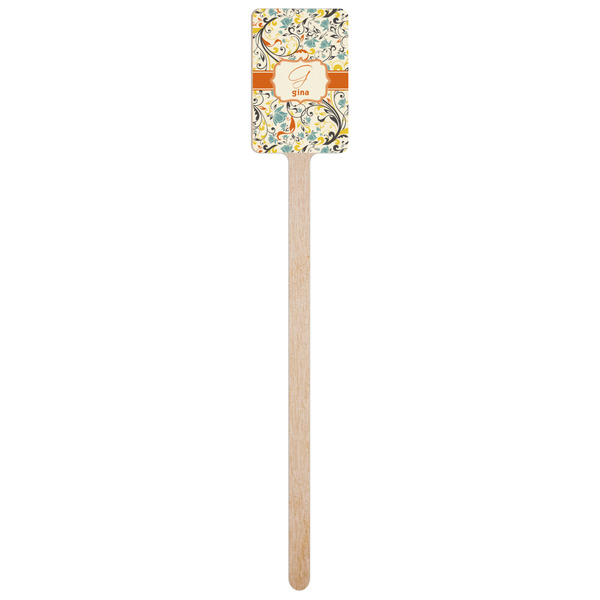Swirly Floral Wooden 6.25" Stir Stick - Rectangular - Single Stick