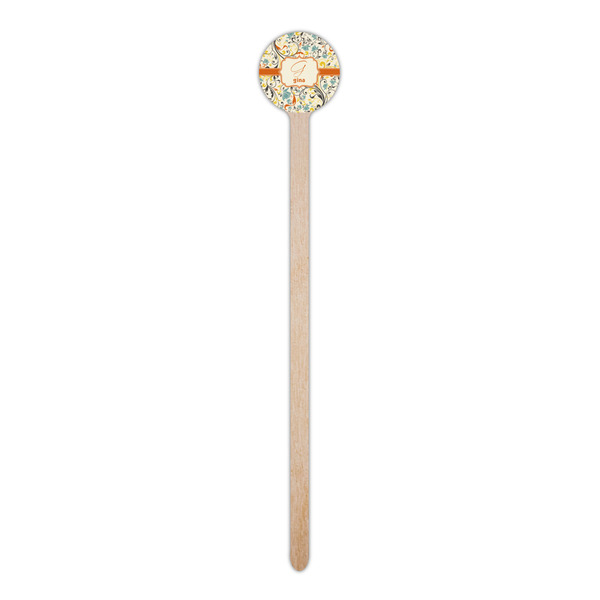 Swirly Floral Wooden 6" Stir Stick - Round - Single Stick