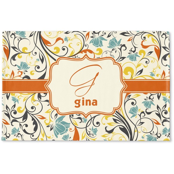 Custom Swirly Floral Woven Mat (Personalized)