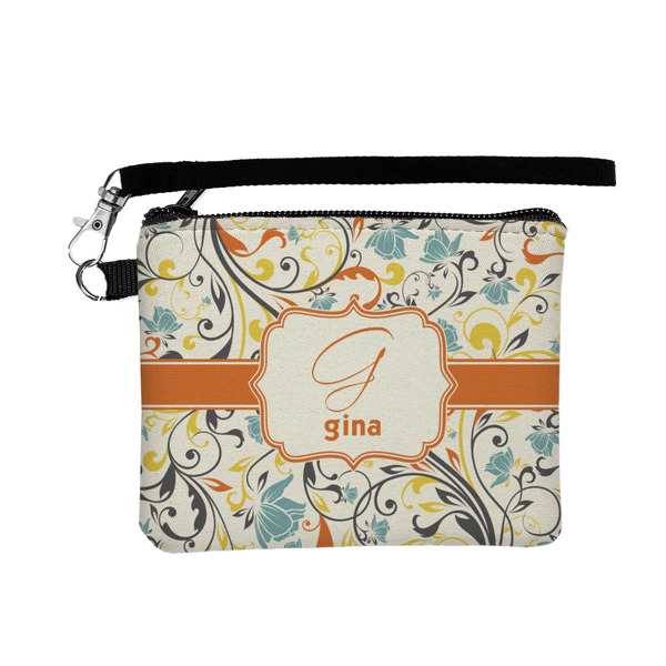 Custom Swirly Floral Wristlet ID Case w/ Name and Initial