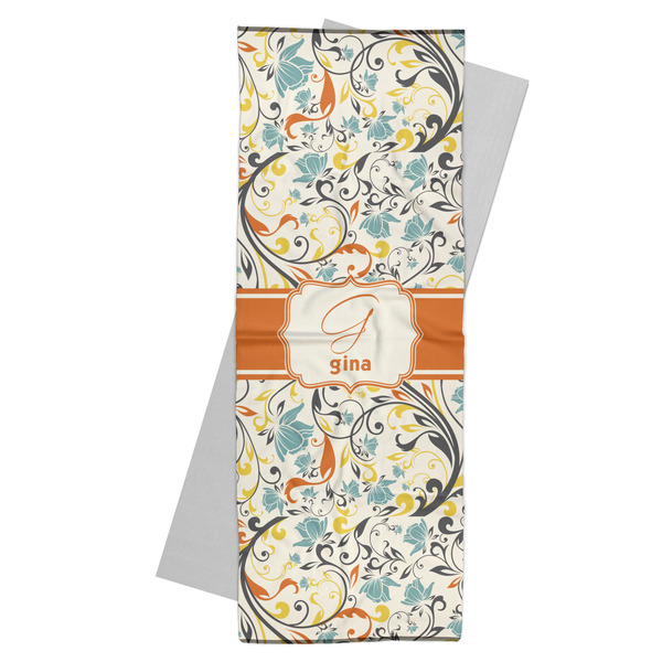 Custom Swirly Floral Yoga Mat Towel (Personalized)