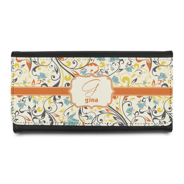 Custom Swirly Floral Leatherette Ladies Wallet (Personalized)