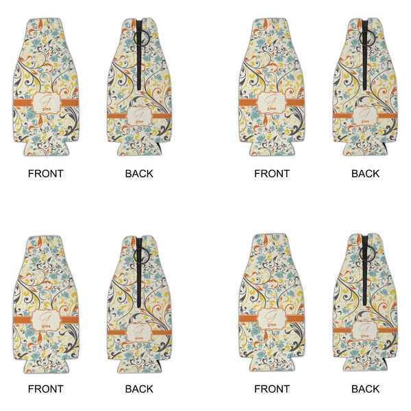 Swirly Floral Zipper Bottle Cooler - Set of 4 - APPROVAL