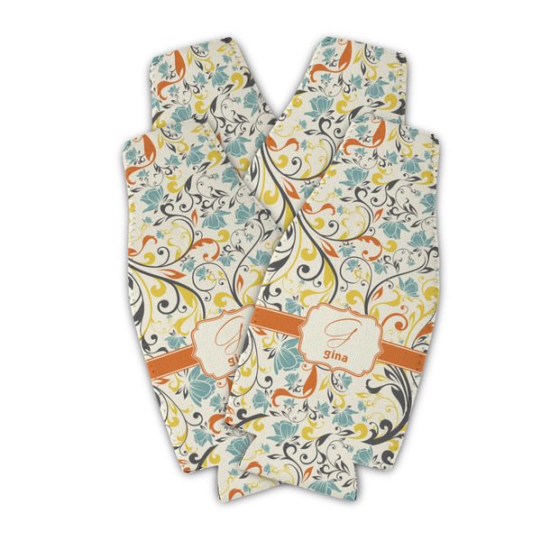 Swirly Floral Zipper Bottle Cooler - Set of 4 - PARENT MAIN (flat)