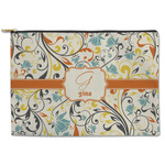 Swirly Floral Zipper Pouch - Large - 12.5"x8.5" (Personalized)