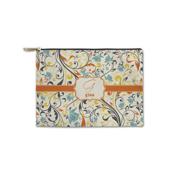Swirly Floral Zipper Pouch - Small - 8.5"x6" (Personalized)