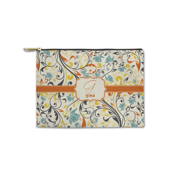 Custom Swirly Floral Zipper Pouch - Small - 8.5"x6" (Personalized)