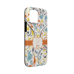 Swirly Floral iPhone Case - Rubber Lined - iPhone 13 Mini (Personalized)