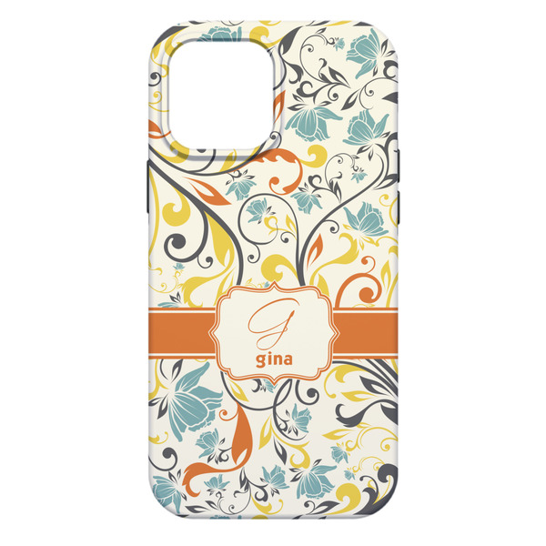 Swirly Floral iPhone 13 Pro Max Tough Case - Back