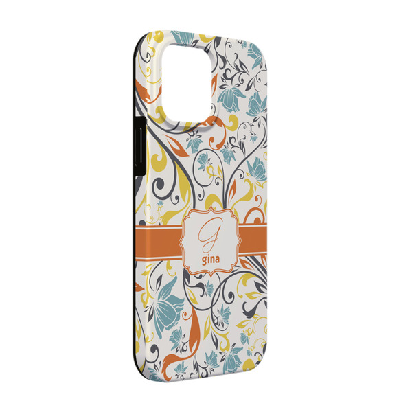 Custom Swirly Floral iPhone Case - Rubber Lined - iPhone 13 (Personalized)