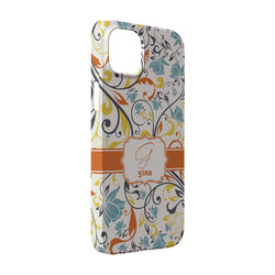 Swirly Floral iPhone Case - Plastic - iPhone 14 (Personalized)