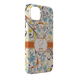 Swirly Floral iPhone Case - Plastic - iPhone 14 Plus (Personalized)