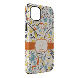 Swirly Floral iPhone Case - Rubber Lined - iPhone 14 Plus (Personalized)