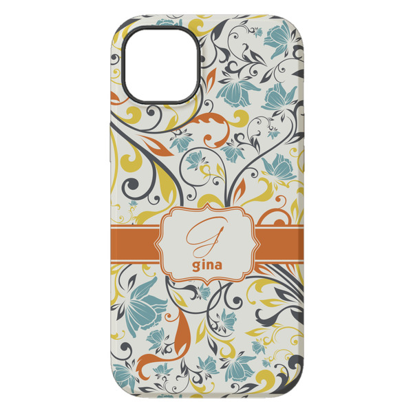 Swirly Floral iPhone 14 Plus Tough Case - Back