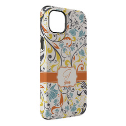 Swirly Floral iPhone Case - Rubber Lined - iPhone 14 Pro Max (Personalized)