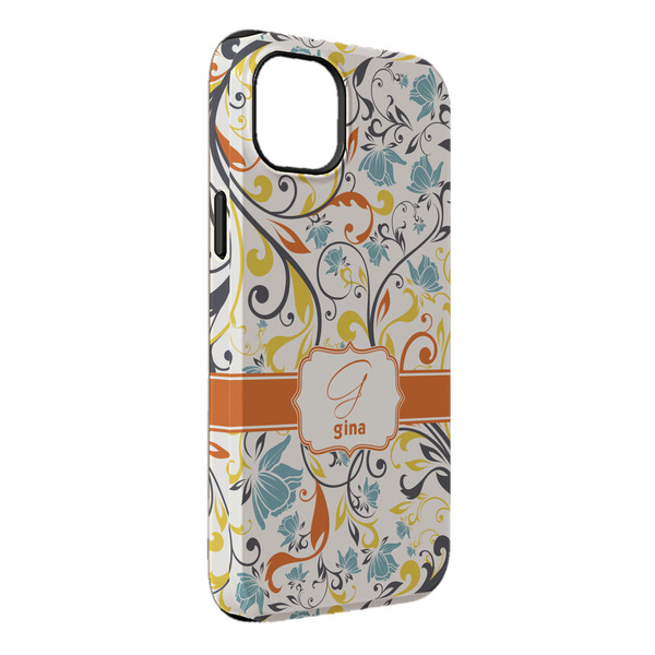 Custom Swirly Floral iPhone Case - Rubber Lined - iPhone 14 Pro Max (Personalized)