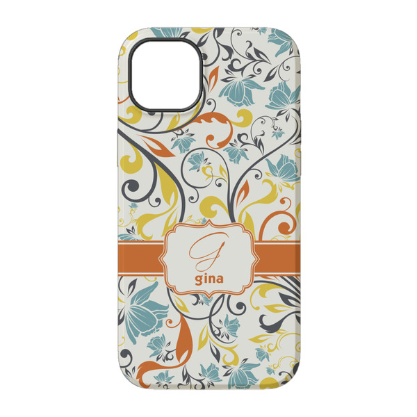 Swirly Floral iPhone 14 Pro Tough Case - Back