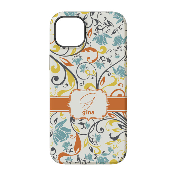 Swirly Floral iPhone 14 Tough Case - Back