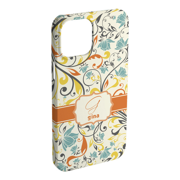 Custom Swirly Floral iPhone Case - Plastic - iPhone 15 Plus (Personalized)