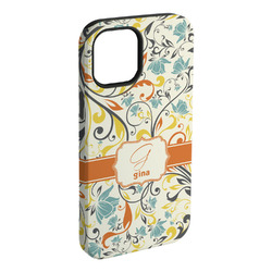 Swirly Floral iPhone Case - Rubber Lined - iPhone 15 Plus (Personalized)