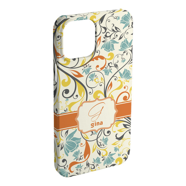 Custom Swirly Floral iPhone Case - Plastic - iPhone 15 Pro Max (Personalized)