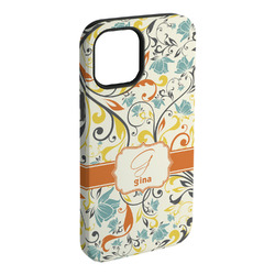 Swirly Floral iPhone Case - Rubber Lined - iPhone 15 Pro Max (Personalized)