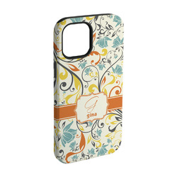 Swirly Floral iPhone Case - Rubber Lined - iPhone 15 Pro (Personalized)