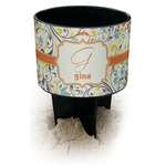 Swirly Floral Black Beach Spiker Drink Holder (Personalized)