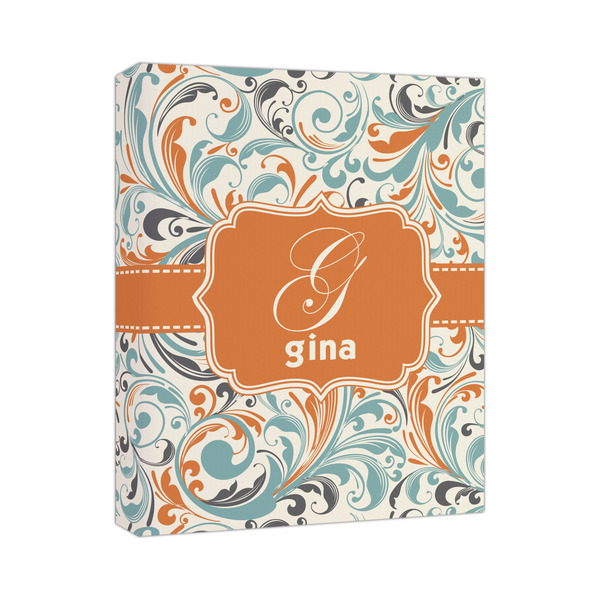 Custom Orange & Blue Leafy Swirls Canvas Print - 11x14 (Personalized)