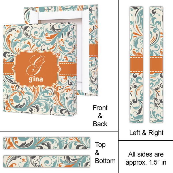 Orange & Blue Leafy Swirls 11x14 - Canvas Print - Approval