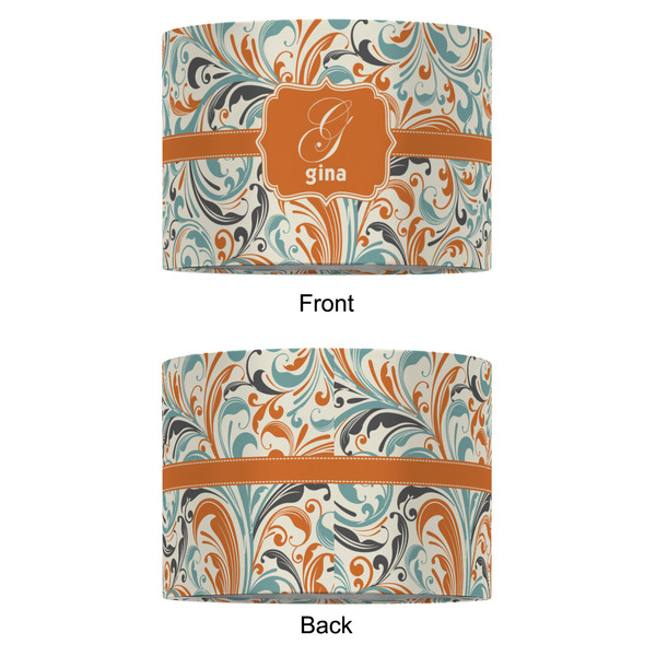 Orange & Blue Leafy Swirls 12" Drum Lampshade - APPROVAL (Fabric)