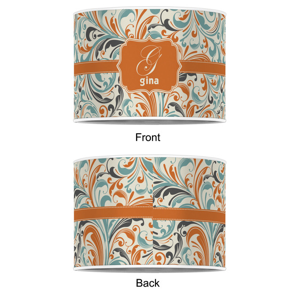 Orange & Blue Leafy Swirls 12" Drum Lampshade - APPROVAL (Poly Film)