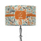Orange & Blue Leafy Swirls 12" Drum Lampshade - ON STAND (Fabric)