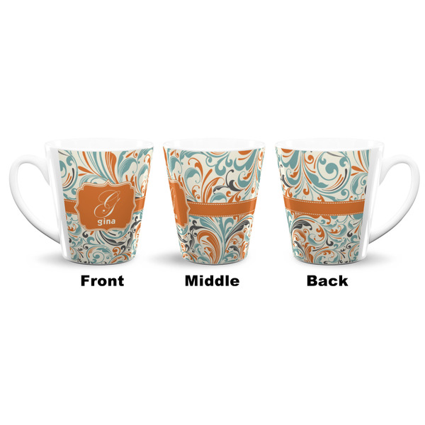 Orange & Blue Leafy Swirls 12 Oz Latte Mug - Approval