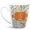 Orange & Blue Leafy Swirls 12 Oz Latte Mug - Front Full