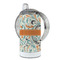 Orange & Blue Leafy Swirls 12 oz Stainless Steel Sippy Cups - FULL (back angle)