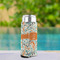 Orange & Blue Leafy Swirls Can Cooler - Tall 12oz - In Context