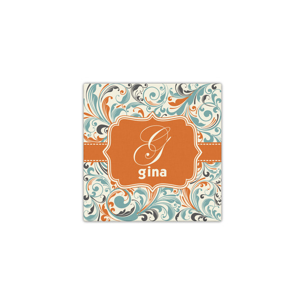 Orange & Blue Leafy Swirls 12x12 - Canvas Print - Front View