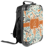 Orange & Blue Leafy Swirls Kids Hard Shell Backpack (Personalized)